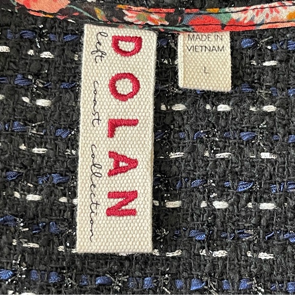 Anthropologie Dolan Black/Blue/Silver Tweed Open Front Peplum Blazer Jacket (L) - Picture 12 of 14